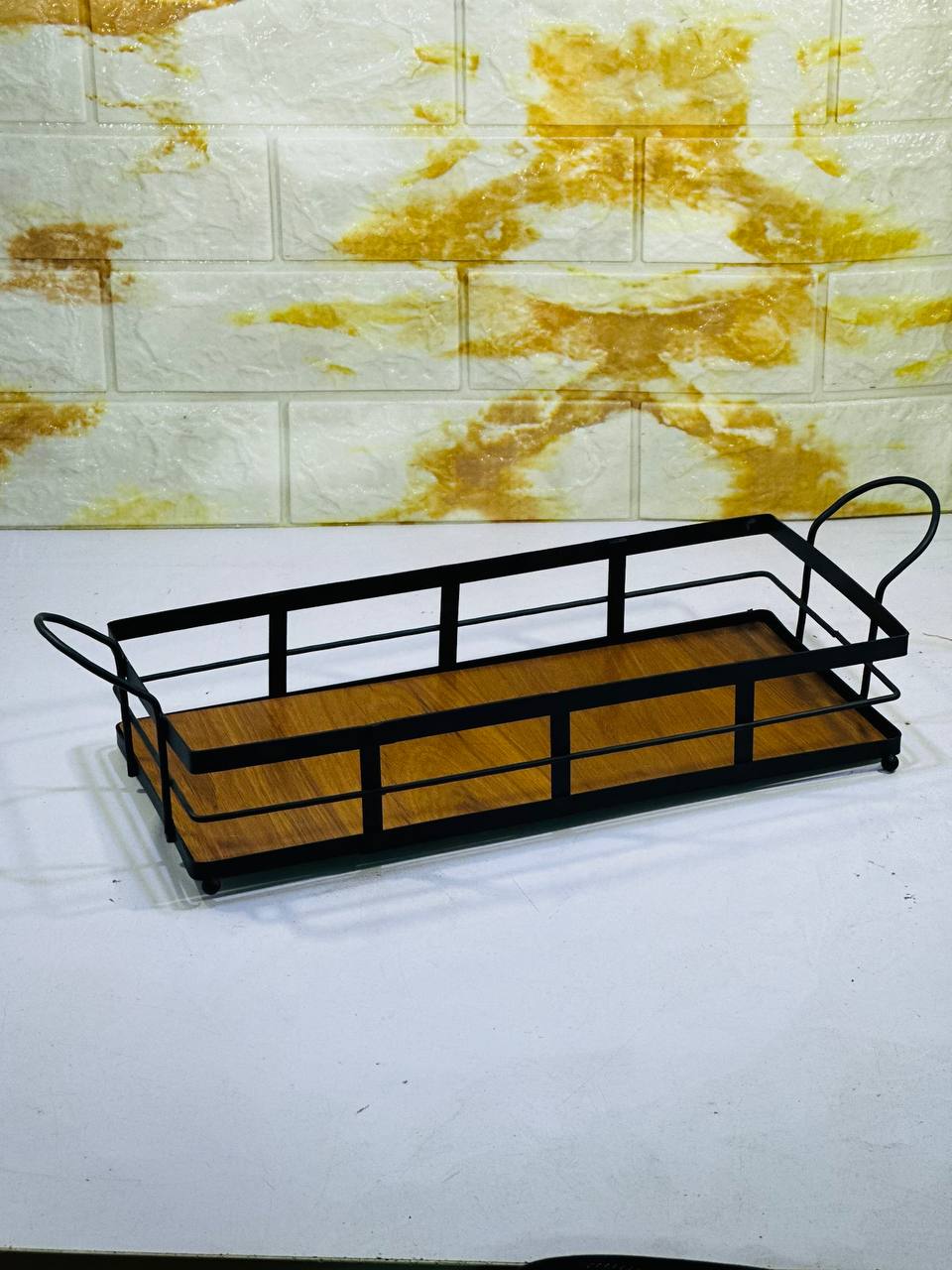 سینی فلزی کف چوبی 16×36