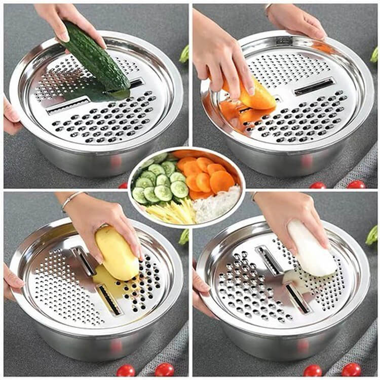ست لگن و آبکش رنده دار 3 پارچه BASIN سایز26