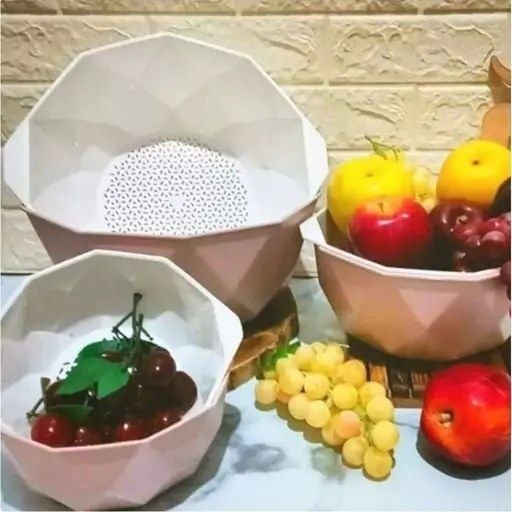 آبکش لگن 6 پارچه شش ضلعی نیلا